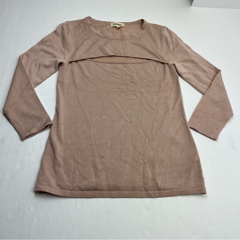 L'Agence Jocelyn 3/4 Sleeve Cutout Sweater Blush Pink Womens Stretch Small NWOT